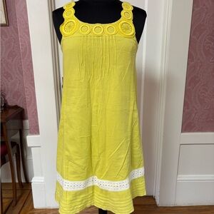 Anthropologie Sunny Yellow Mini Dress with White Trim